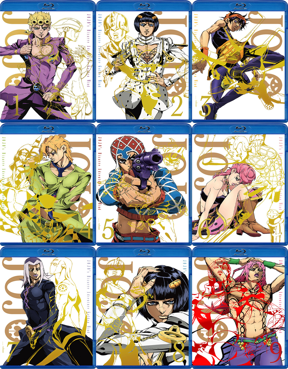 动画《jojo的奇妙冒险第5部:黄金之风》bdbox蓝光碟 blu-ray